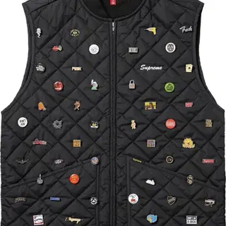 L] Supreme Pins Quilted Work Vest Blk | 브랜드 중고거래